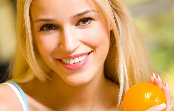 Look, the sun, close-up, smile, background, orange, portrait, hands
