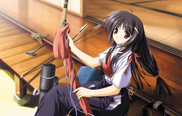 Girl, bow, arrows