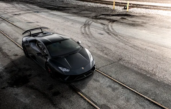 Picture Lamborghini, Black, Coupe, VAG, Performante, Huracan, Sight