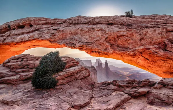 Rocks, glow, arch, Utah, USA, Canyonlands national Park