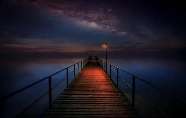 Sea, the sky, landscape, lighting, the milky way