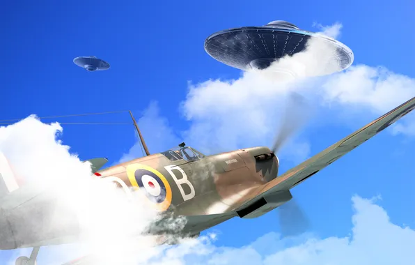 Ufo, sky, spitfire