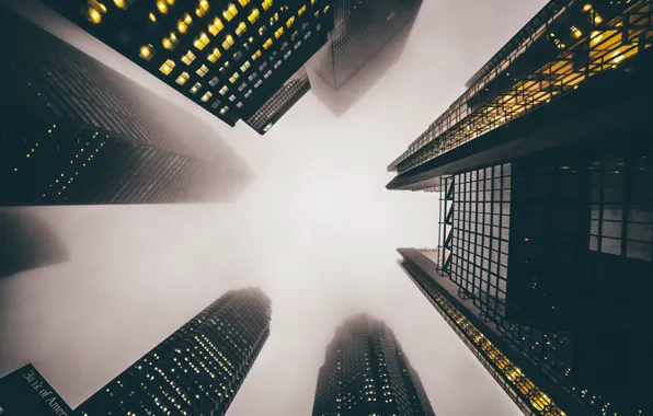 Picture the city, fog, home, skyscrapers, USA, skyscrapers