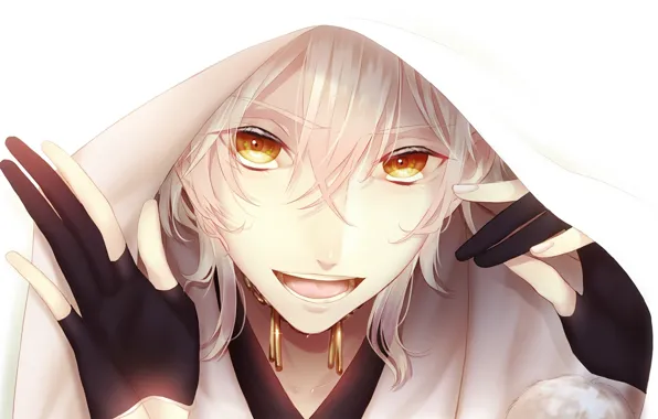Look, smile, art, hood, guy, Touken ranbu