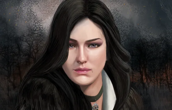 Wallpaper eyes, look, art, the enchantress, Witcher 3: Wild Hunt, Yennefer  of Vengerberg, Yennefer of Vengerberg, violet for mobile and desktop,  section игры, resolution 2480x1816 - download