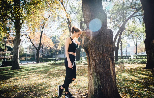 Picture girl, Park, tree