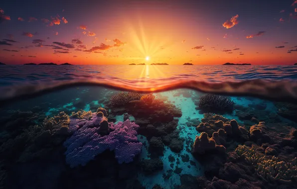 Sunset, beauty, reef