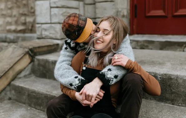 Girl, happiness, smile, hugs, steps, guy, lovers, Shelby Robinson