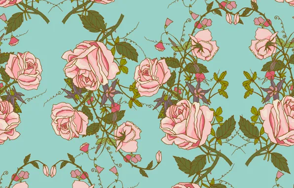 Picture background, roses, texture, vintage