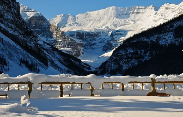 Winter, snow, mountains, nature, photo, the fence, the snow