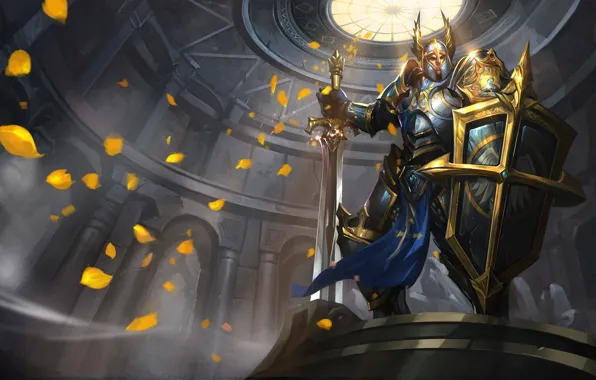 Sword, armor, helmet, male, shield, knight, Arena of Valor