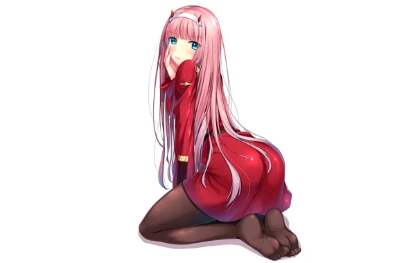Ass, look, girl, anime, art, sitting, horns, 002