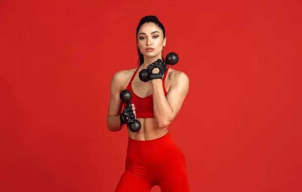 Girl, Sport, Girl, Beauty, Dumbbells, Sports, Beauty, Fitness