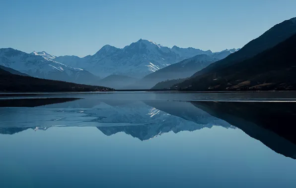 Reflection, Mountains, Lake