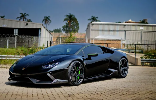 Picture Lamborghini, Black, Wheels, Huracan