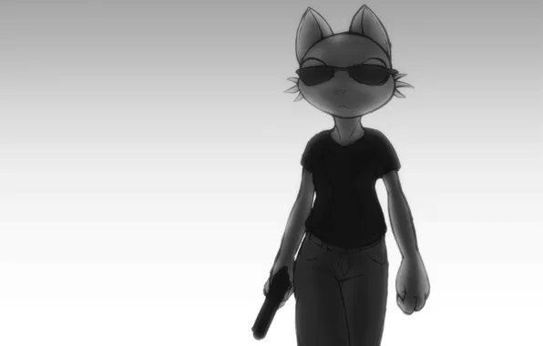 Gun, killer, sunglasses, Nothing