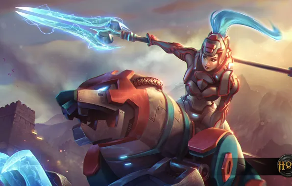 Picture girl, robot, bear, costume, staff, Heroes of Newerth, Ursa, Grizzington