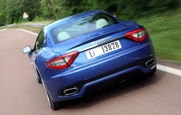 Blue, Maserati, rear view, GranTurismo, Sport