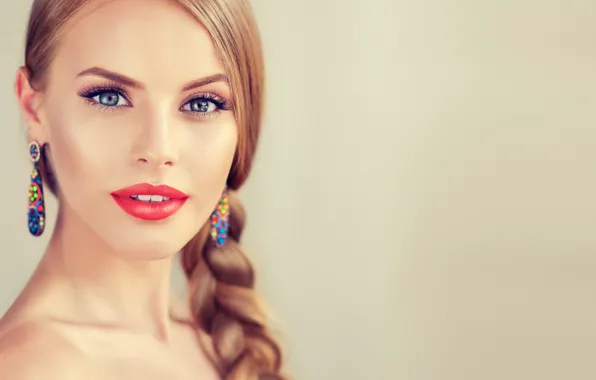 Picture girl, portrait, makeup, braid, earrings, edwardderule