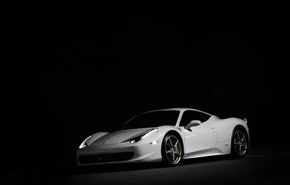 White, night, white, ferrari, Ferrari, front view, night, Italy