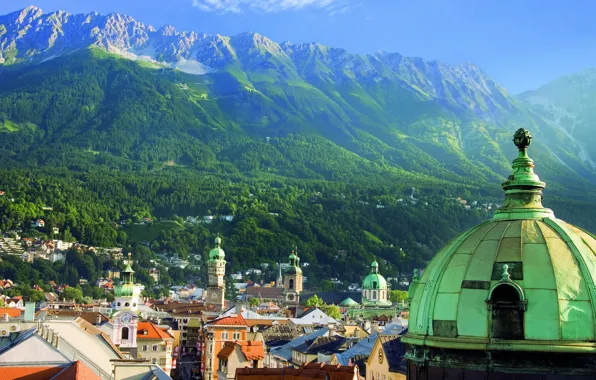 City Of Innsbruck With Inn River Tyrol Austria Stock Photo - Download Image  Now - Innsbruck, Austria, Architecture - iStock