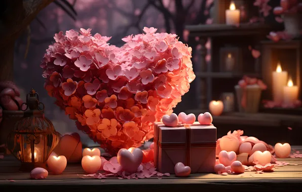 Love, flowers, gift, romance, heart, roses, love, Valentine's day