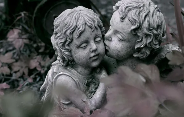 Love, kiss, sculpture, love is magic