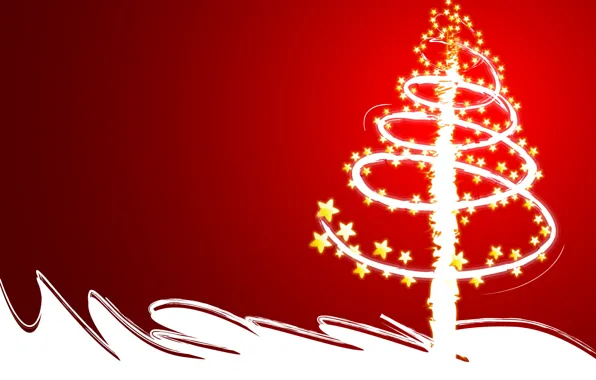 Red, tree, new year, vector