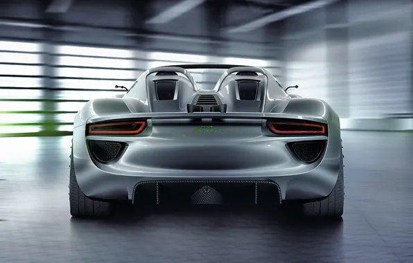 Picture Porsche, hybrid, rear view, Porsche 918 Spyder Concept