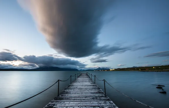 Chile, nube, muelle, Puerto Natales, patagonia