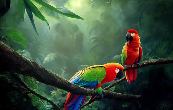 Style, parrots, Ara, AI art, neural network