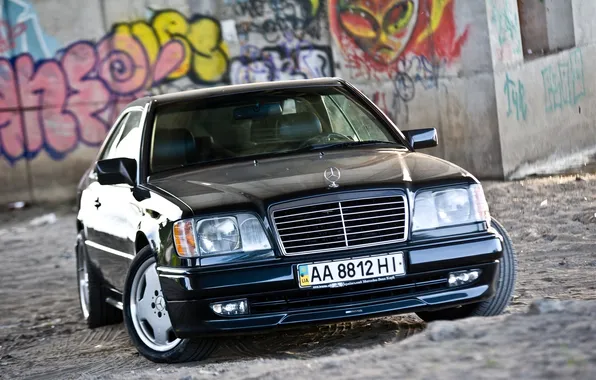 Sand, graffiti, mercedes, Mercedes, black car