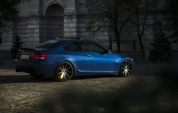Picture The evening, BMW, Tuning, Blue, Bumper, BMW, Drives, blue