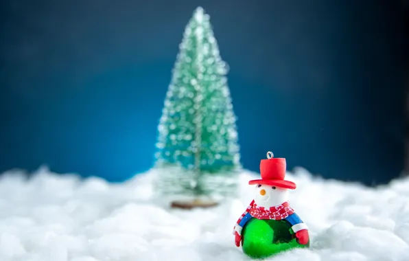 Winter, snow, green, toy, hat, ball, Christmas, New year