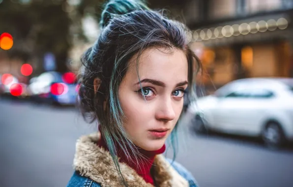Picture road, look, machine, glare, model, portrait, makeup, brunette