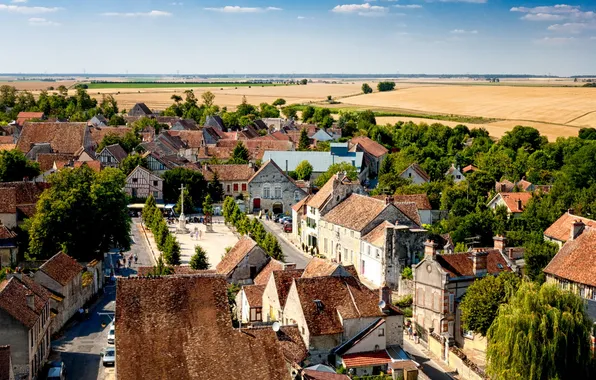Landscape, France, field, home, town, Provins, Provins