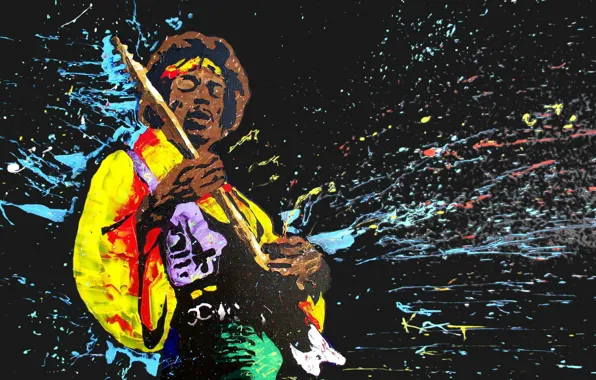 Picture music, hendrix, jimi, singer, painting, jimi hendrix, guitarist