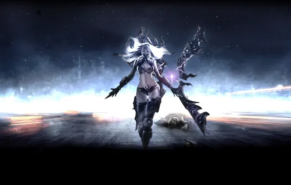 Picture girl, weapons, the game, art, charge, League of Legends, Irelia