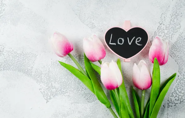 Picture love, flowers, heart, bouquet, tulips, love, pink, heart