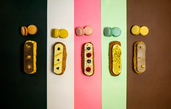 Food, dessert, cakes, sweet, pasta, macaron