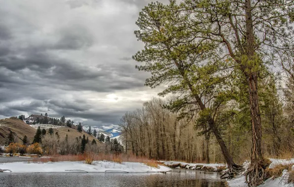 Winter, river, Montana, Missoula