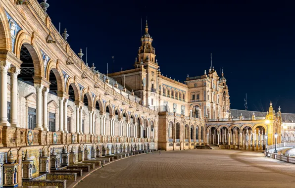 Night, the city, Madrid, Plaza of Spain