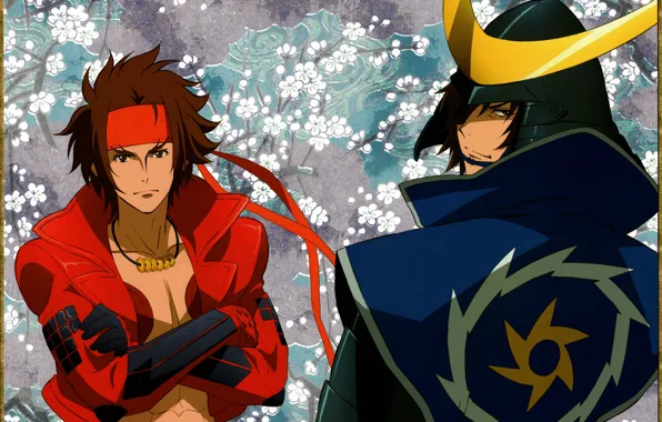 Look, flowers, pattern, helmet, emblem, samurai, Sengoku Basara, Masamune Date