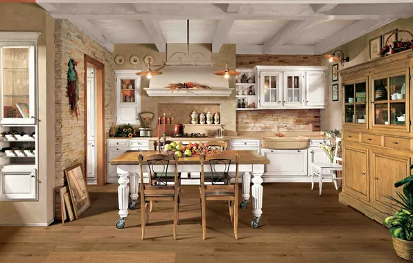 Style, Villa, interior, Italy, kitchen, dining room, dining area, Italian design