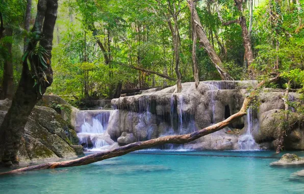 Forest, river, waterfall, Thailand, Thailand, Thailand Waterfall Erawan National Park