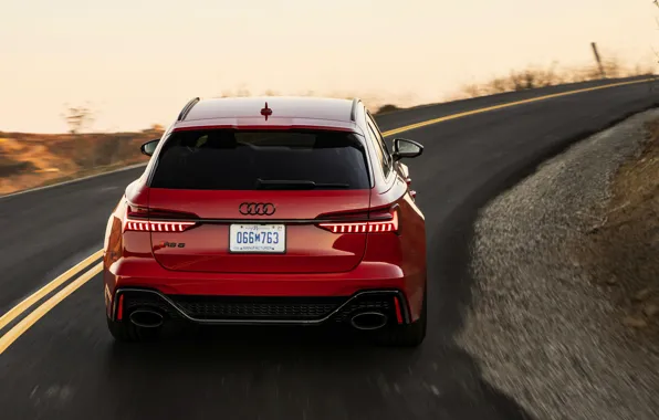 Picture asphalt, red, Audi, rear view, universal, RS 6, 2020, 2019