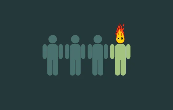Picture fire, people, green