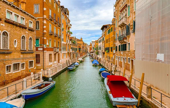 Picture building, boats, Italy, Venice, water channel