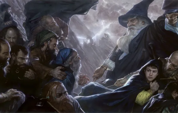 Picture art, dwarves, MAG, cave, Gandalf, the lord of the rings, Gandalf, The hobbit