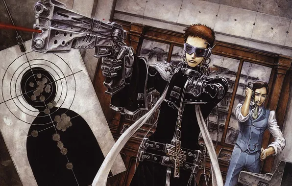 Weapons, cross, target, Trinity Blood, Trinity blood, Tres Iqus